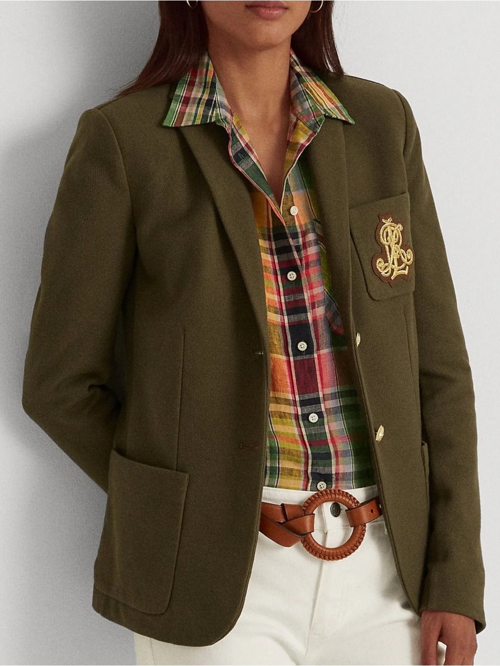 ♥️♥️♥️ Lauren Ralph Lauren Bullion Jacquard Blazer in Green size M - Picture 6 of 10